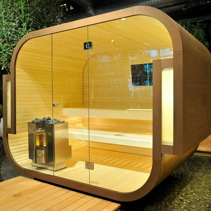 غرفة تبخير باب خارجي من الحديد المقاوم للماء من خشب الأرز